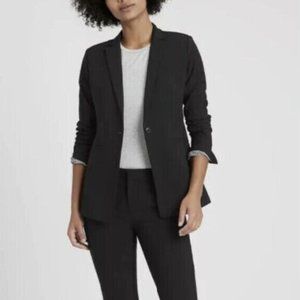 BANANA REPUBLIC Long and Lean Blazer Size 10 Black Lined One Button Wool Blend